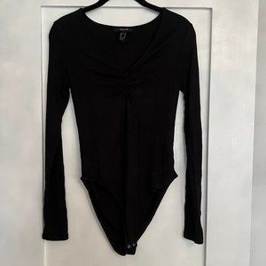Black Forever 21 Long Sleeve Bodysuit
